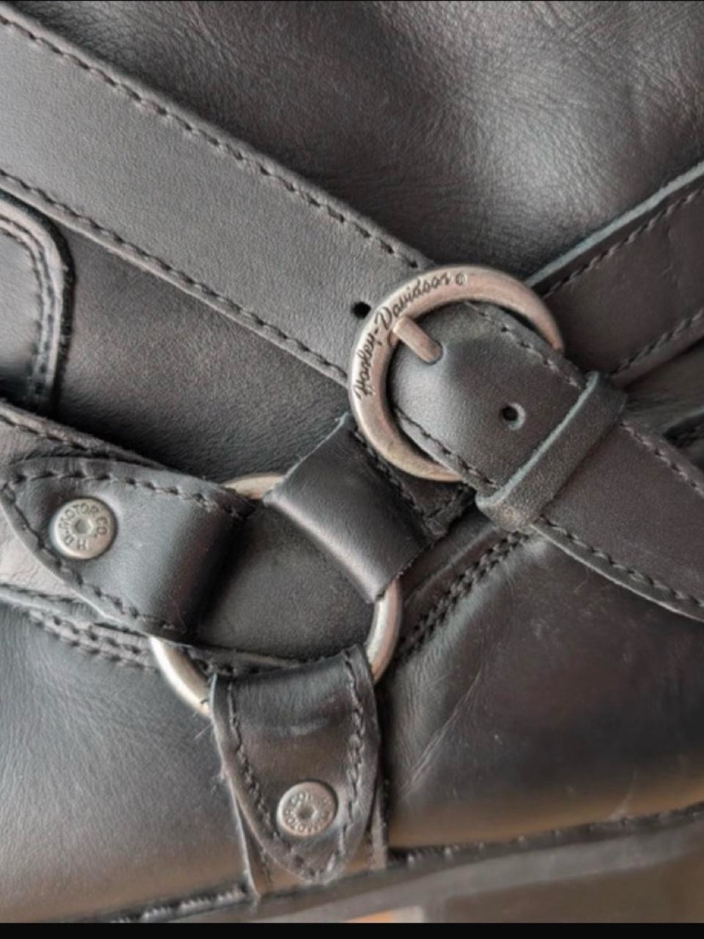 Harley-Davidson Women's Black Leather Harness Motorcycle Boots 7 - Picture 3 of 5